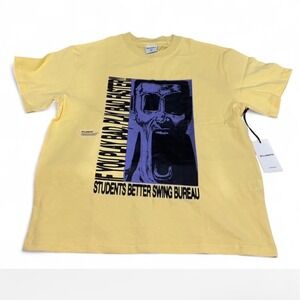 STUDENTS Yellow Graphic Tee Shirt Men's Size Medium "If You Play Bad Play Faster